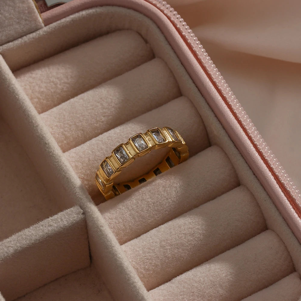 Elegant CZ Stone Gold Ring for Women