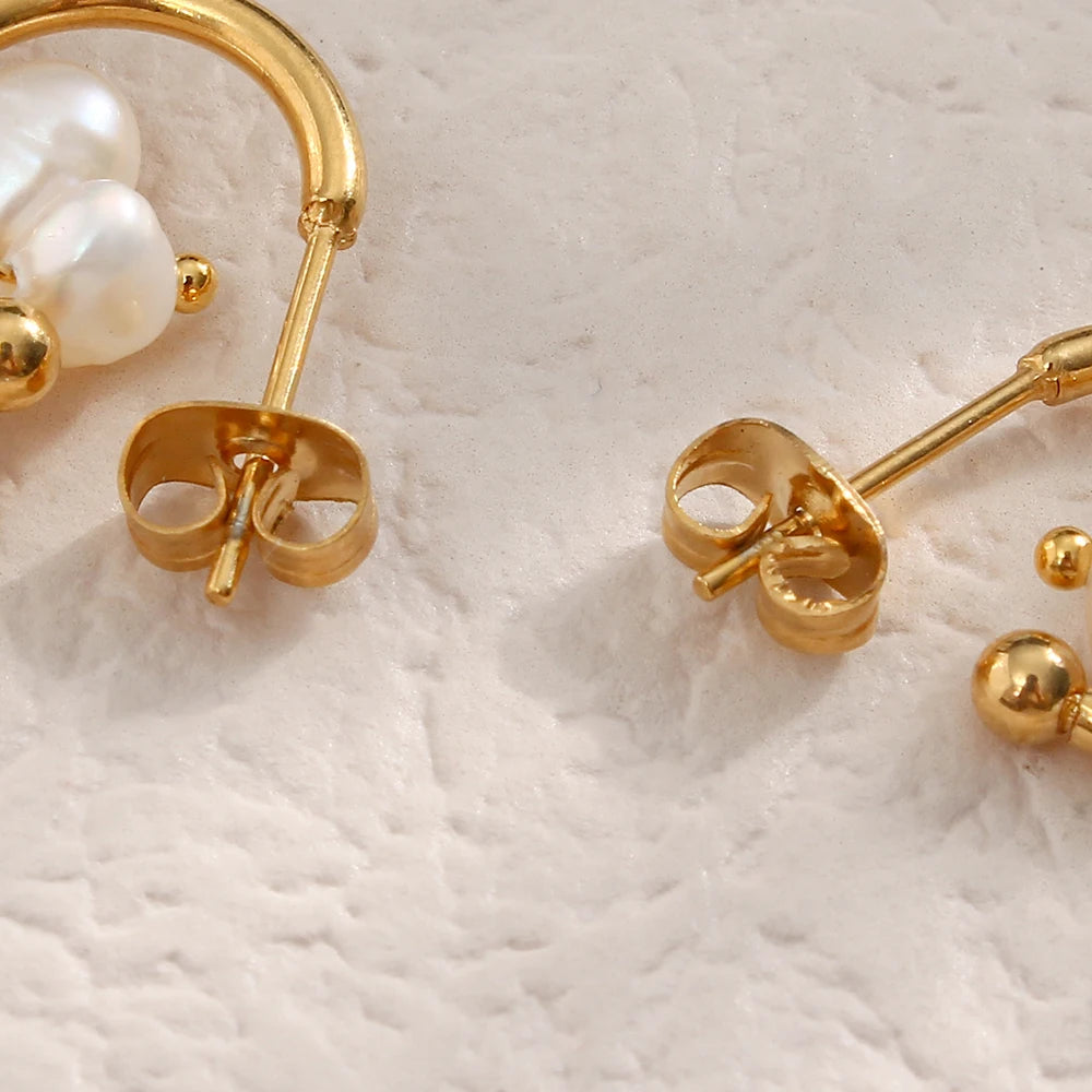 Elegant Freshwater Pearl Hoop Earrings