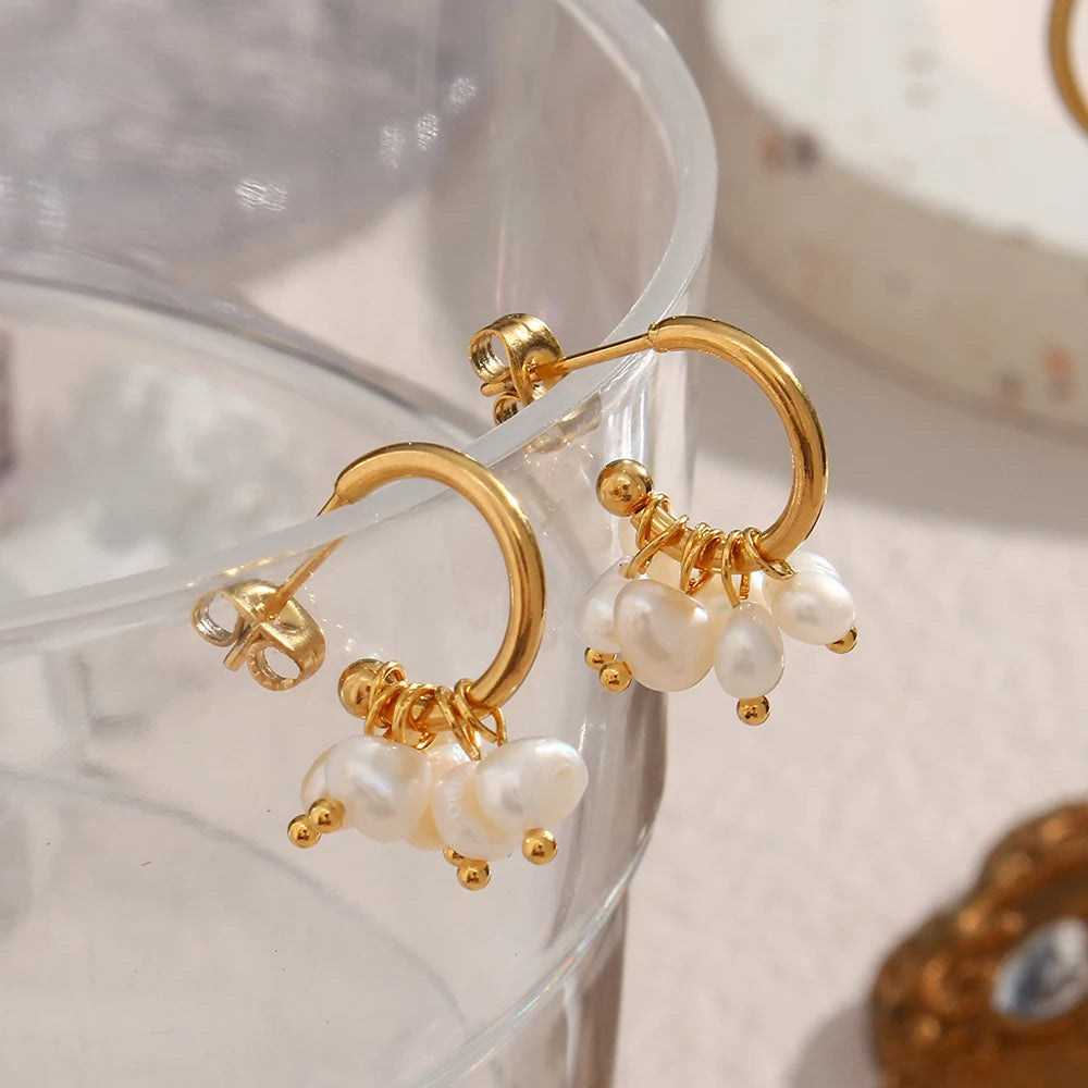 Elegant Freshwater Pearl Hoop Earrings