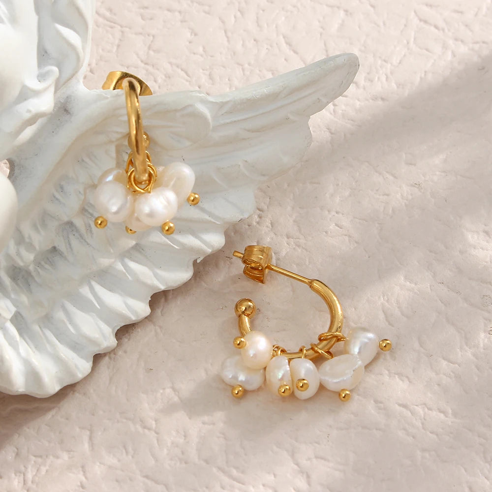 Elegant Freshwater Pearl Hoop Earrings