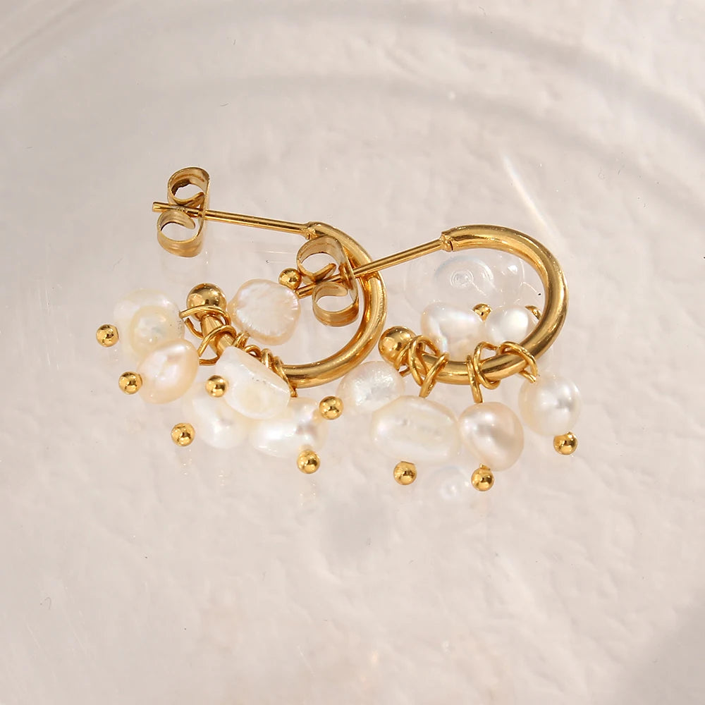 Elegant Freshwater Pearl Hoop Earrings