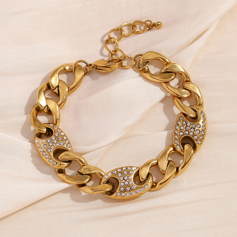 Waterproof Rhinestone Twisted Bracelet