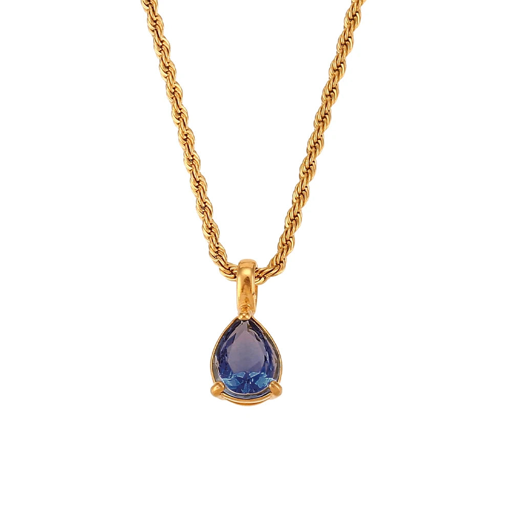 Elegant Birthstone Necklace with Zircon Pendant