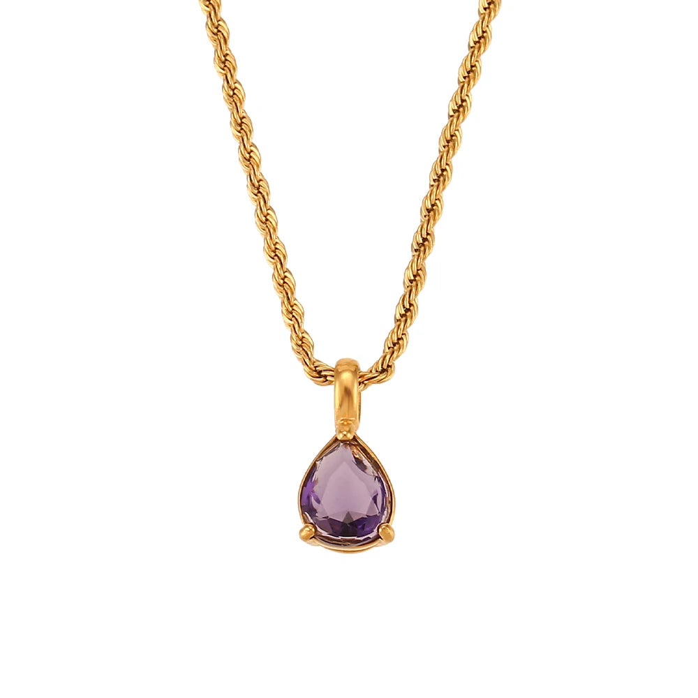 Elegant Birthstone Necklace with Zircon Pendant