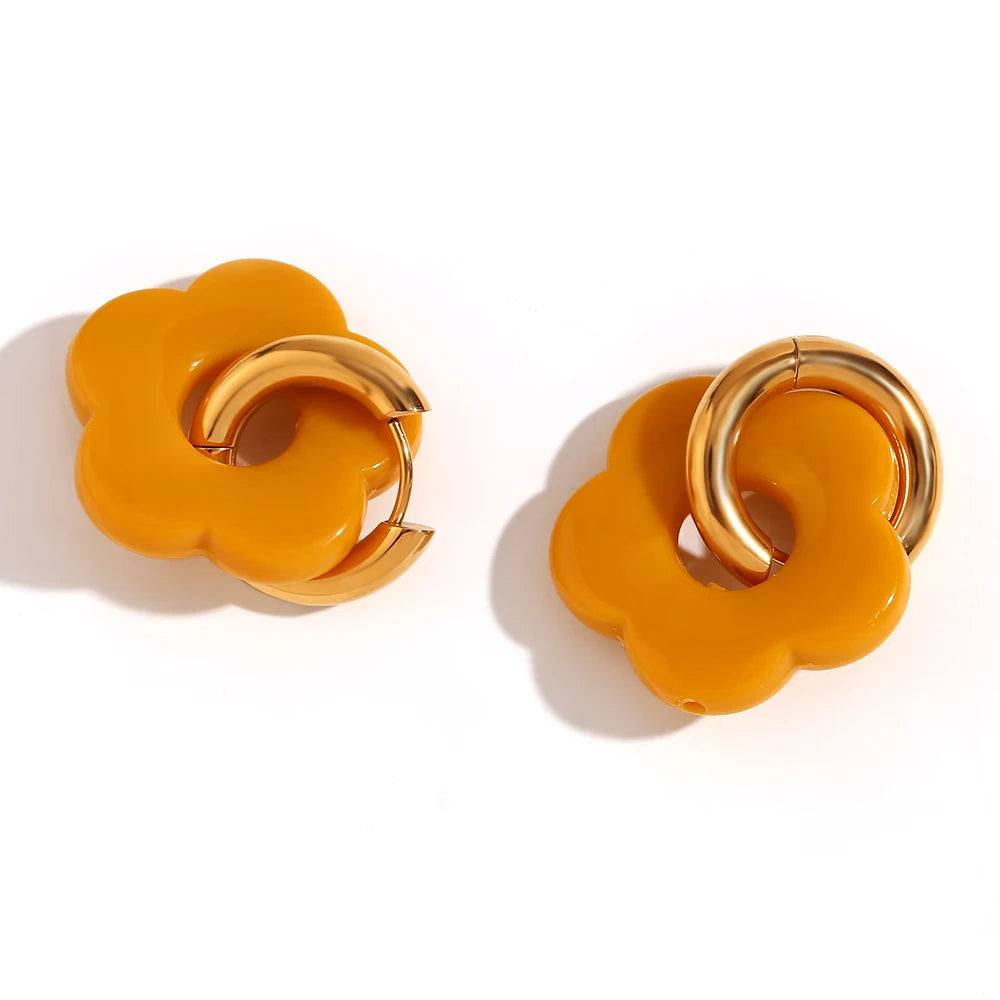 Resin Flower Hoop Earrings