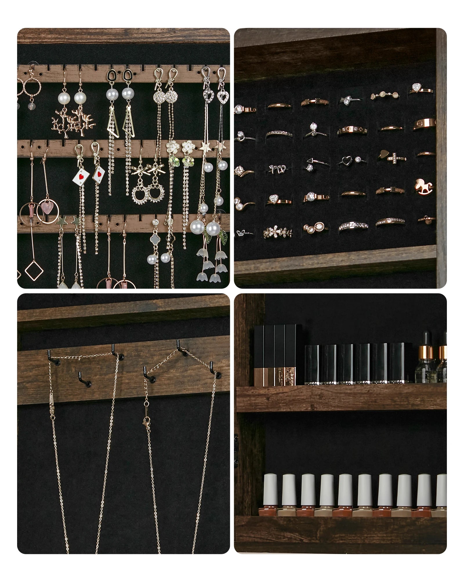 Lockable Jewelry Cabinet with Mirror