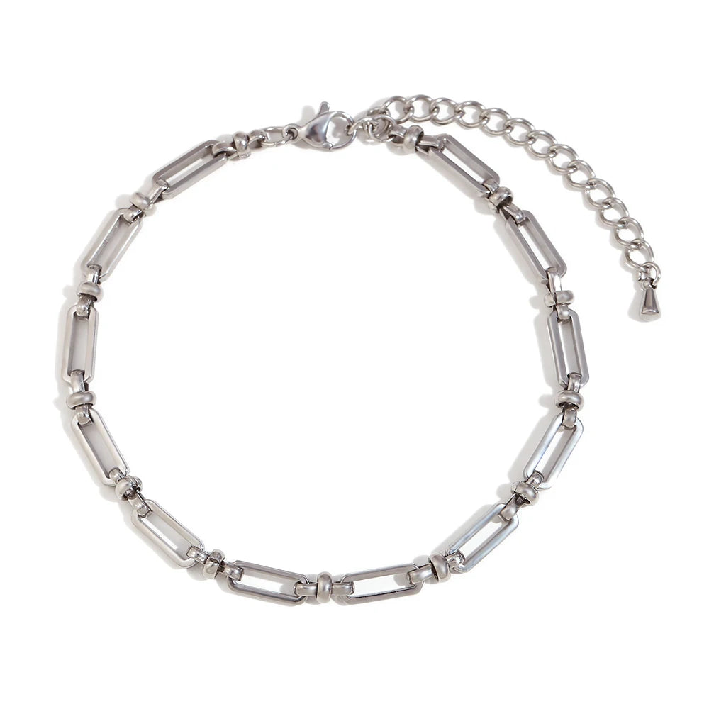 Elegant Silver Geometric Anklet