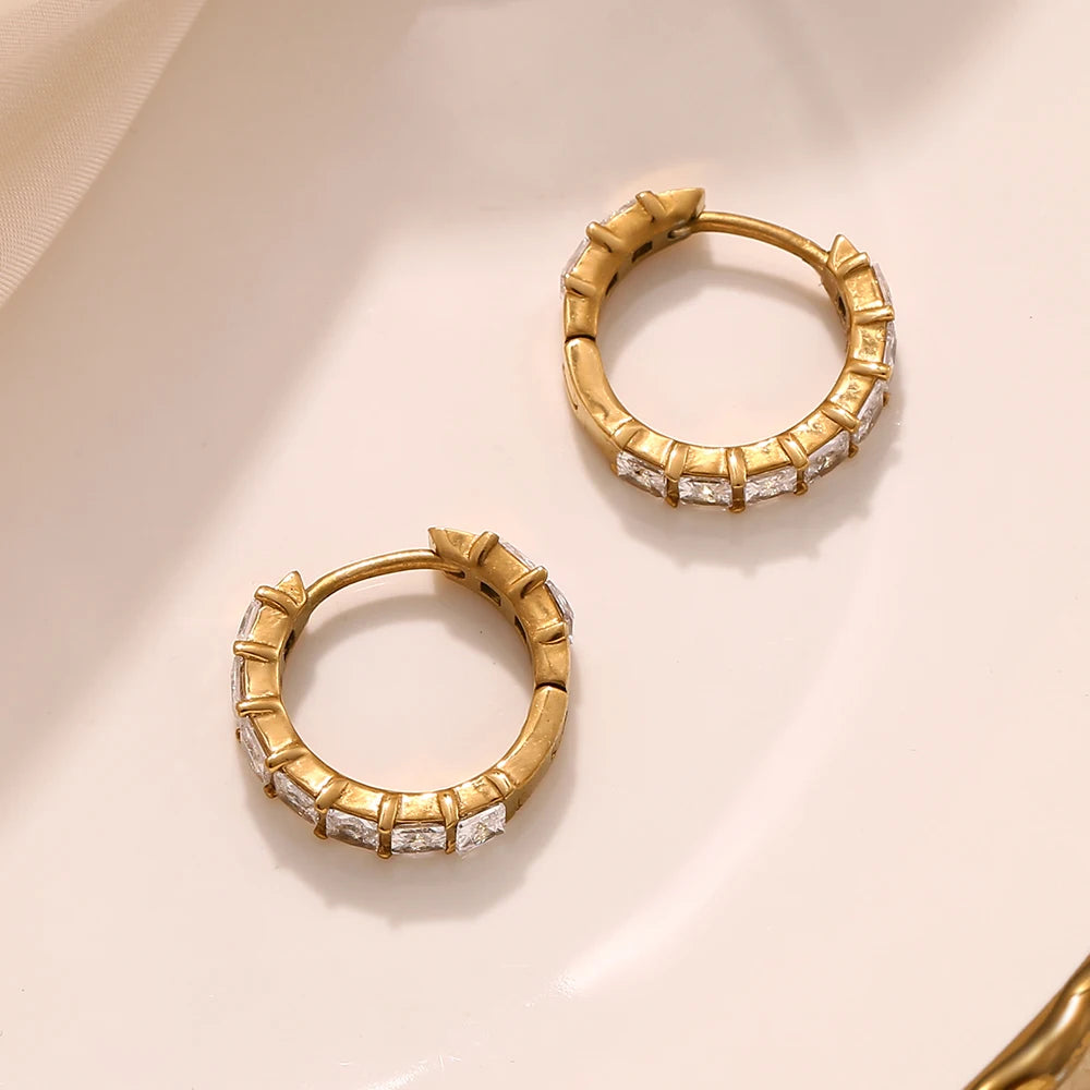 Timeless Square Zircon Hoop Earrings