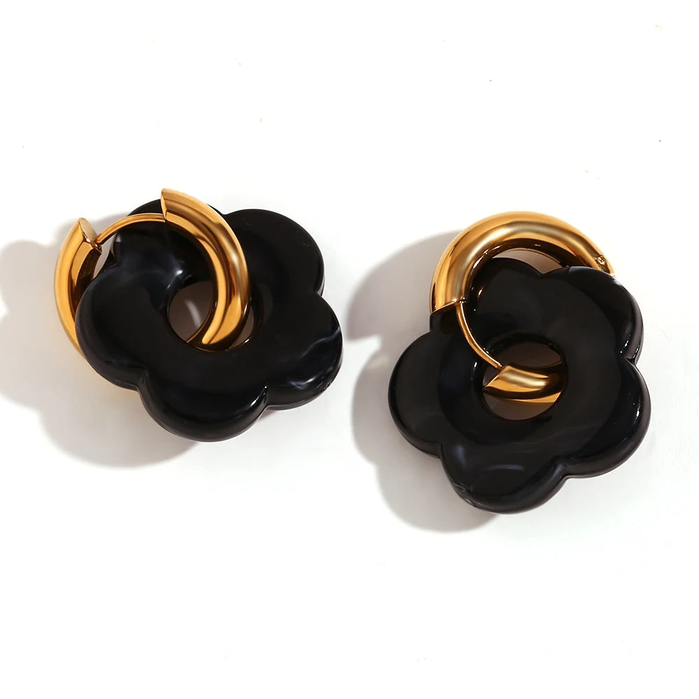 Resin Flower Hoop Earrings