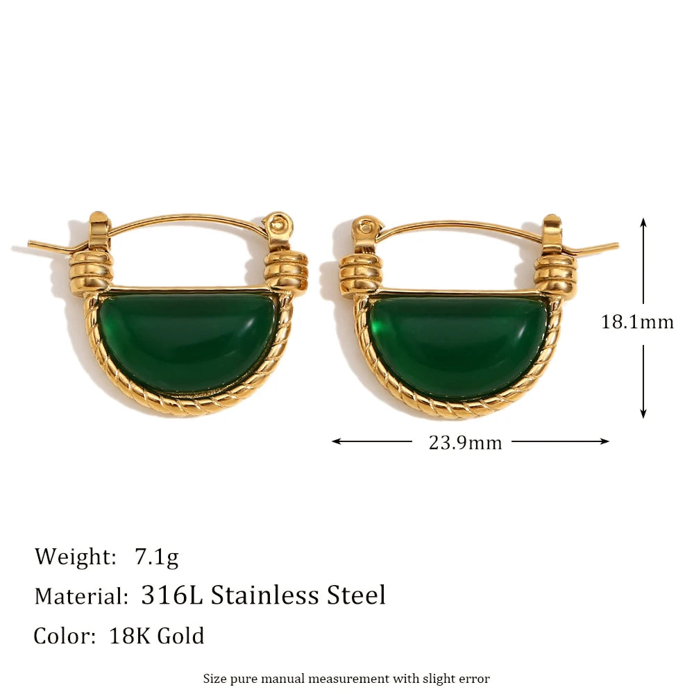 Vintage Green Agate Earrings