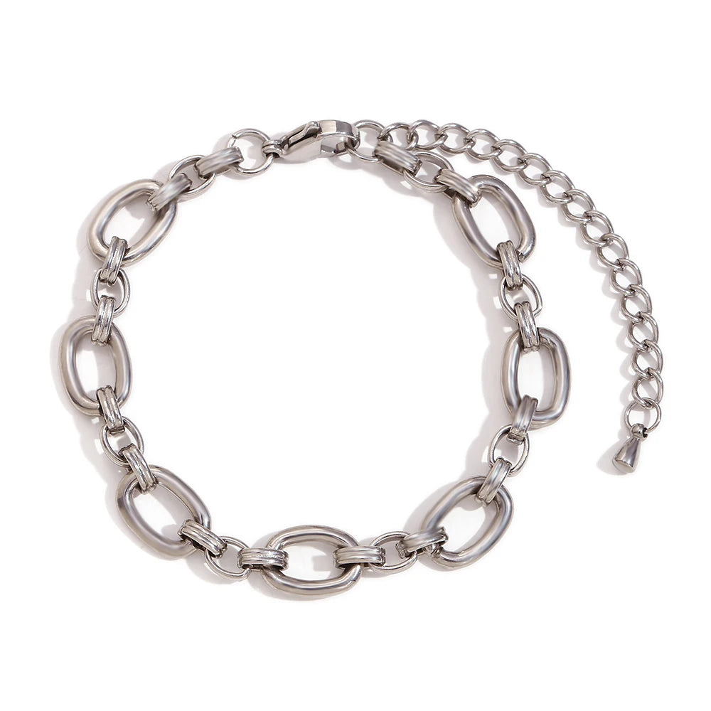 Elegant Silver Geometric Anklet