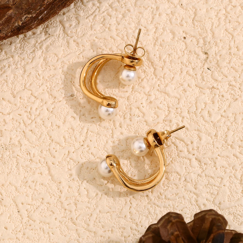 Double Layer Pearl Earrings