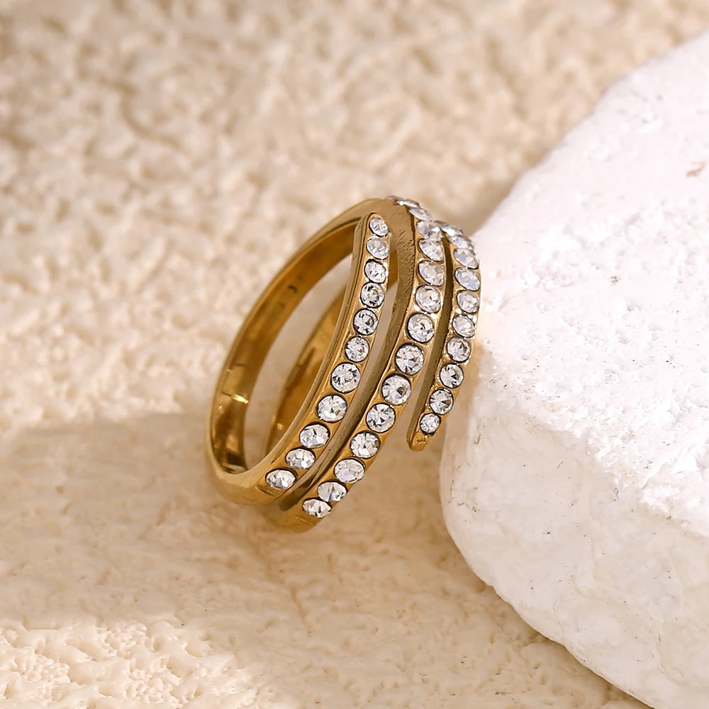 Three Layer Rhinestone Ring