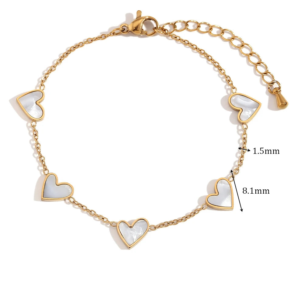 Double Sided Heart Snake Chain Layered Bracelet