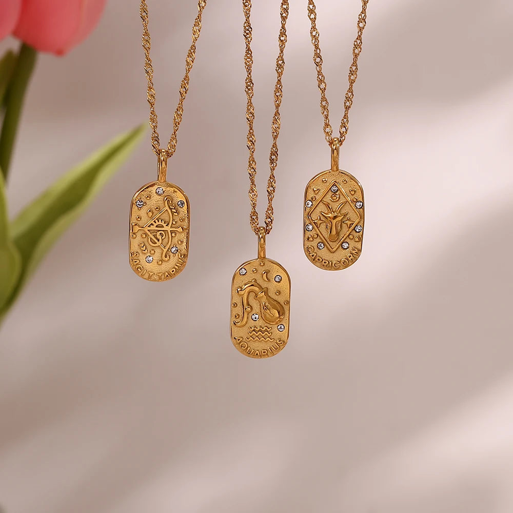 Elegant Zodiac Sign Pendant Necklaces