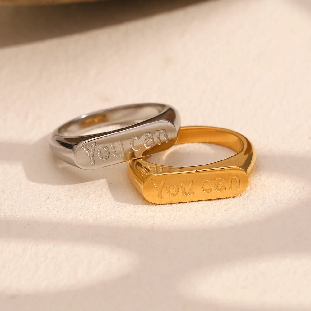 Minimalist 'You Can' Ring