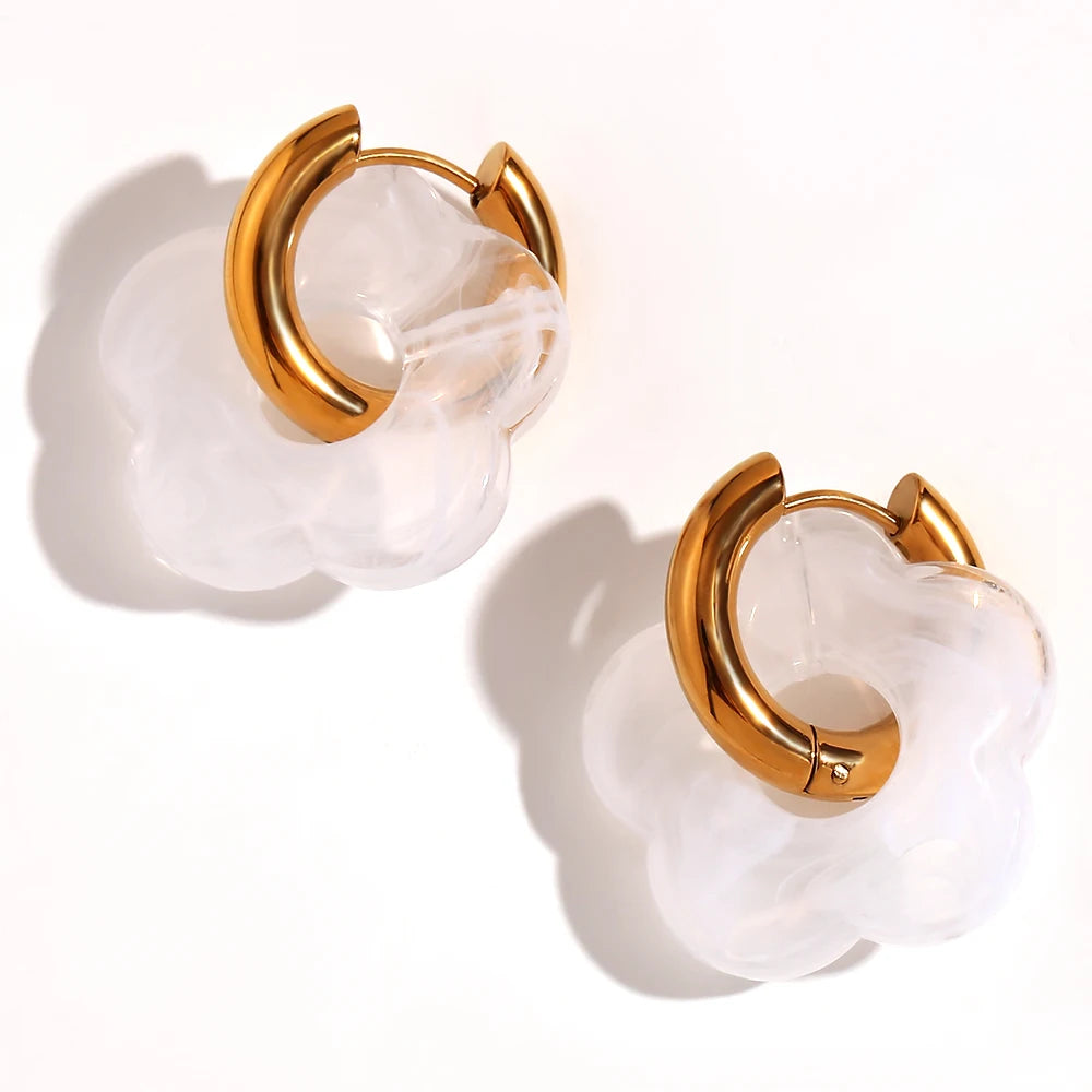 Resin Flower Hoop Earrings