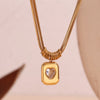 Double Layered Snake Chain Heart Zircon Necklace