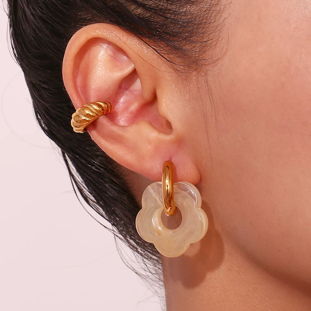 Resin Flower Hoop Earrings