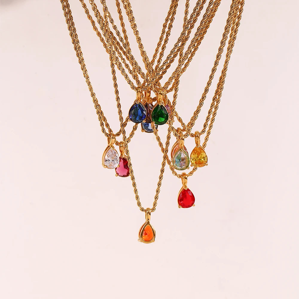 Elegant Birthstone Necklace with Zircon Pendant