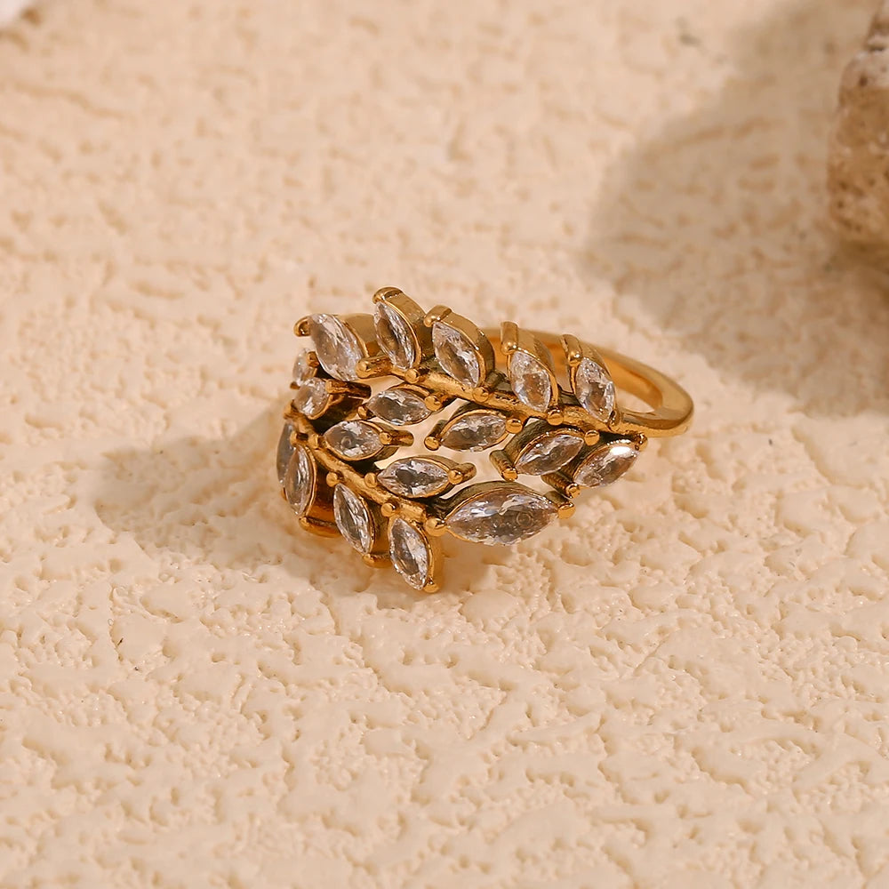 Exquisite Rhinestone Branch Ring