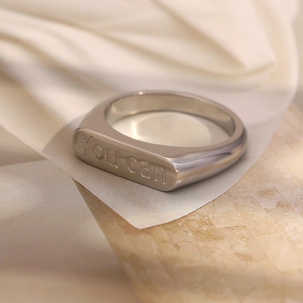 Minimalist 'You Can' Ring