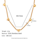 Heart Chain Bracelet Necklace Set 18K Gold