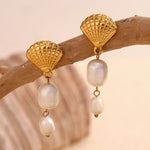 Shell Pearl Tassel Earrings