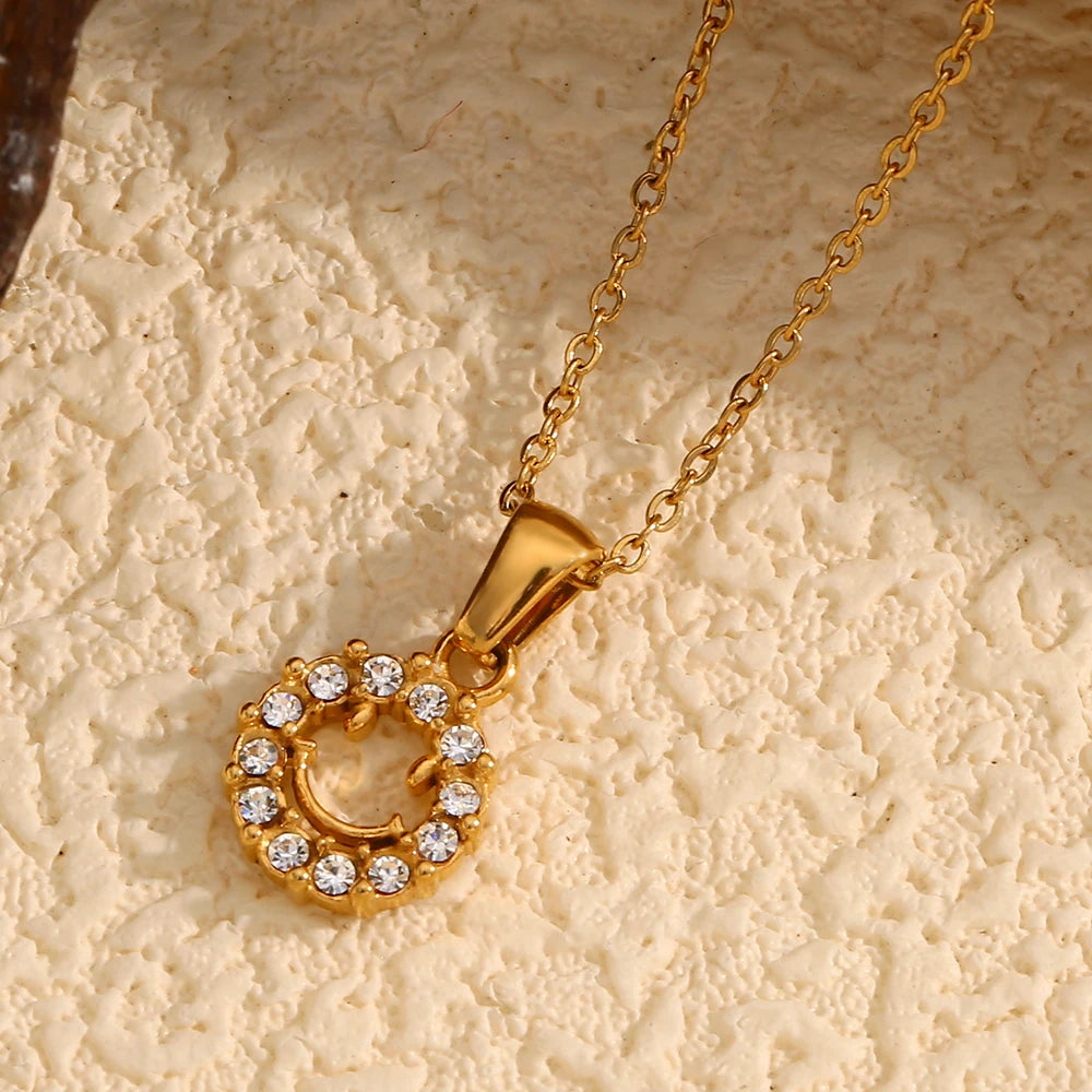 Classic Zircon Smile Pendant Necklace