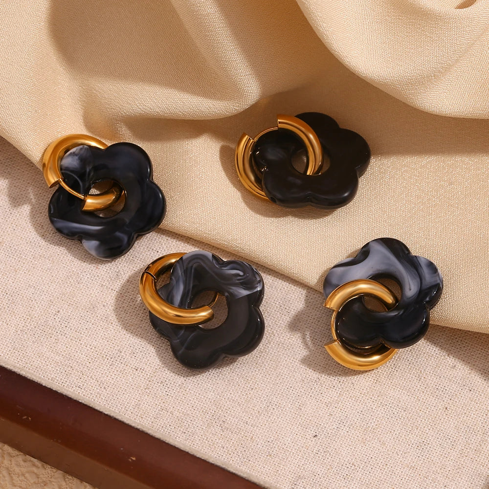 Resin Flower Hoop Earrings