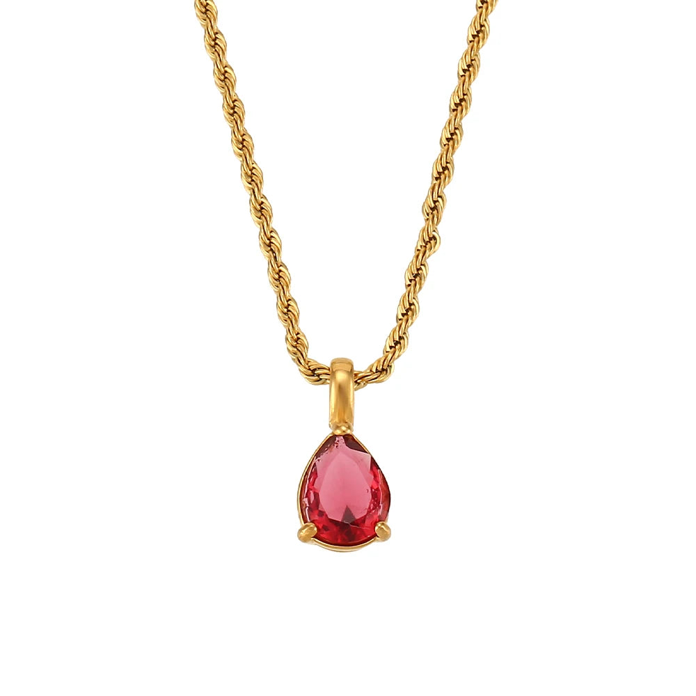 Elegant Birthstone Necklace with Zircon Pendant