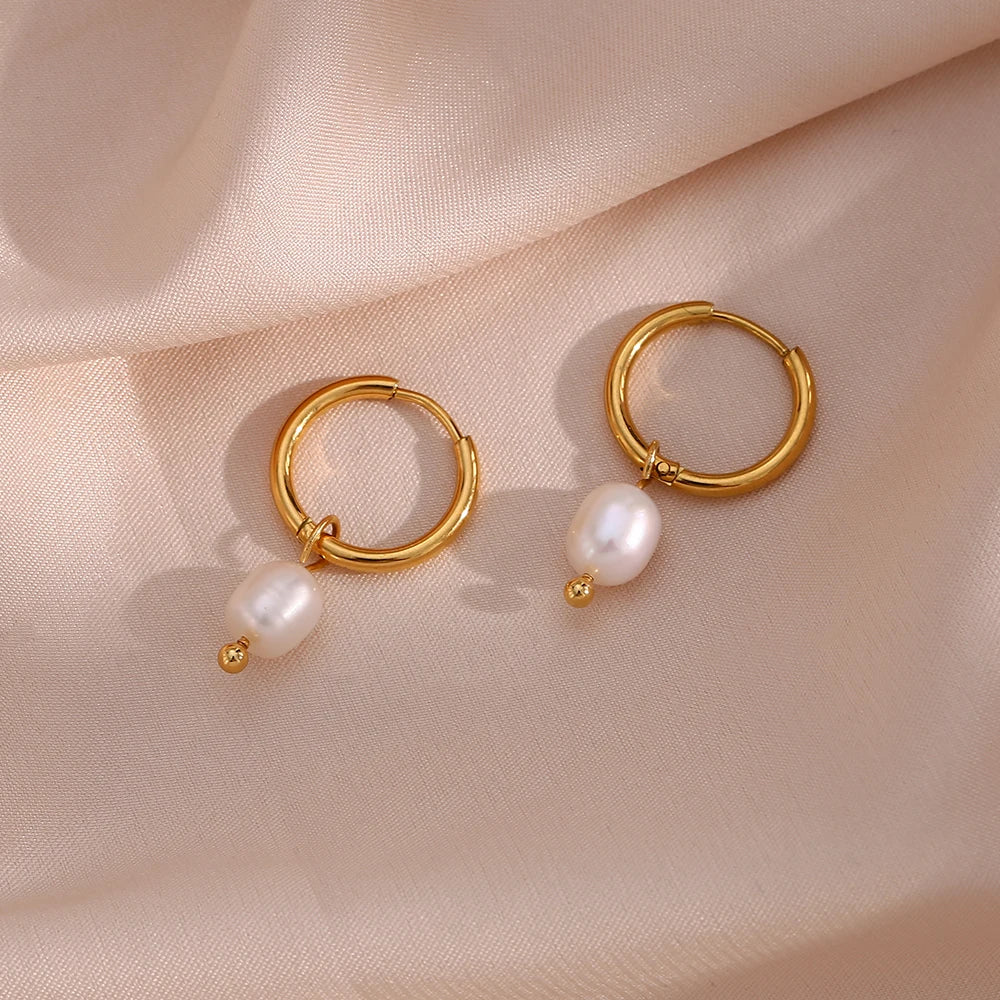 Minimalist Pearl Hoop Earrings