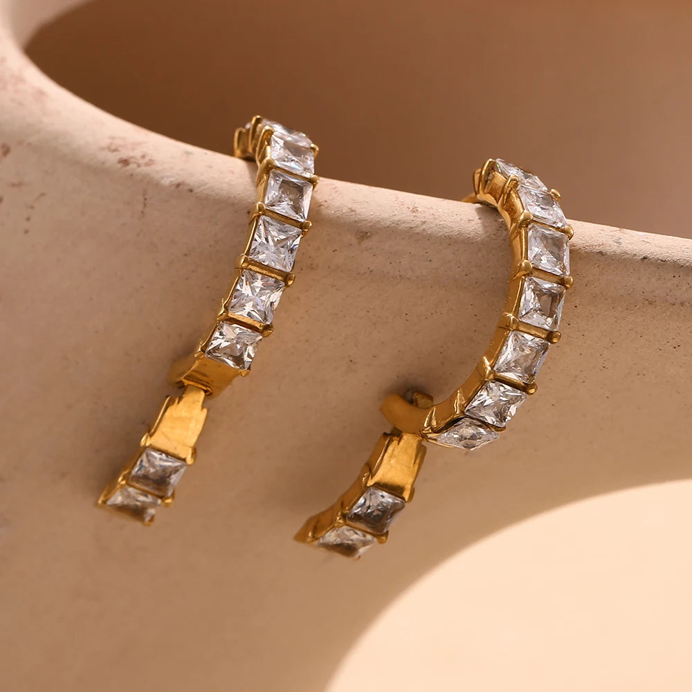 Timeless Square Zircon Hoop Earrings