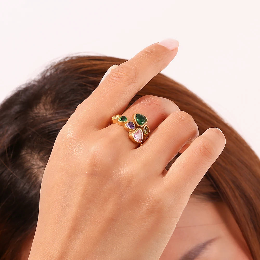 Colorful Geometric Zircon Ring