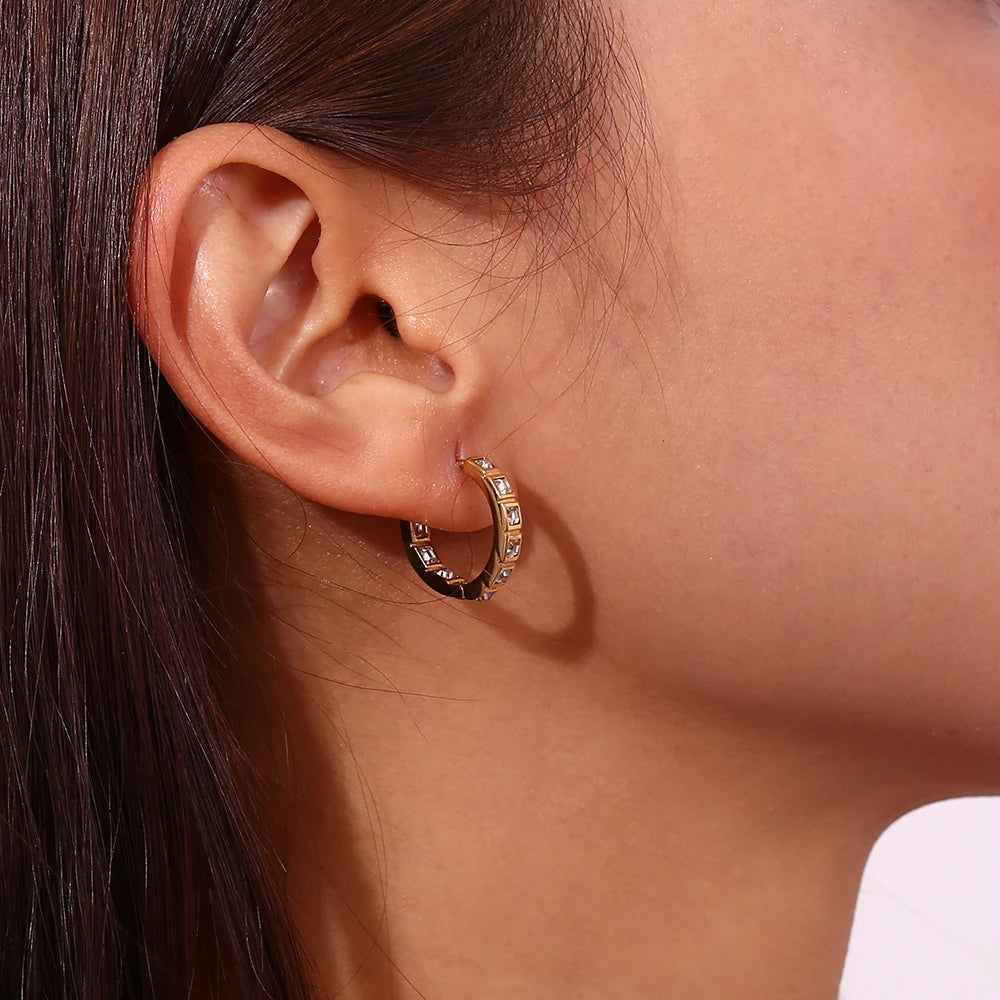 Timeless Square Zircon Hoop Earrings