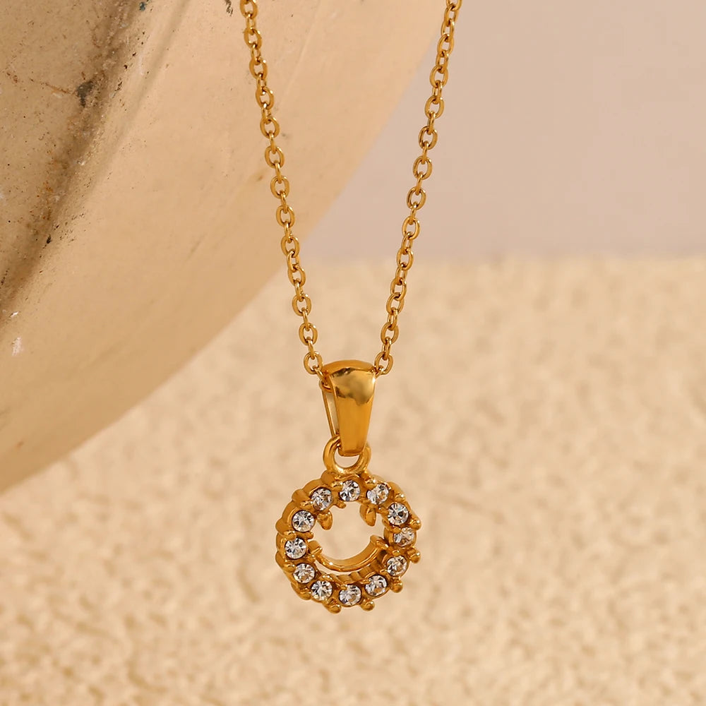 Classic Zircon Smile Pendant Necklace