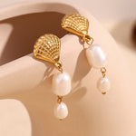 Shell Pearl Tassel Earrings