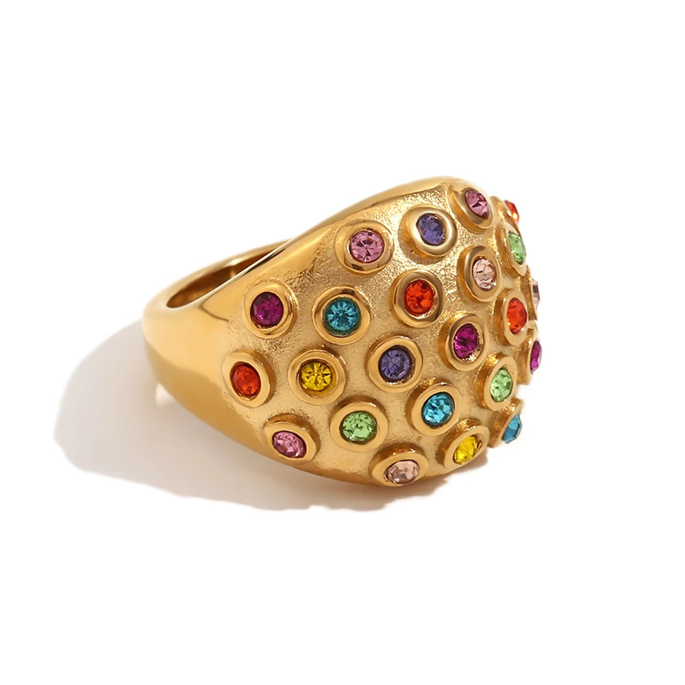 Colorful Geometric Zircon Ring