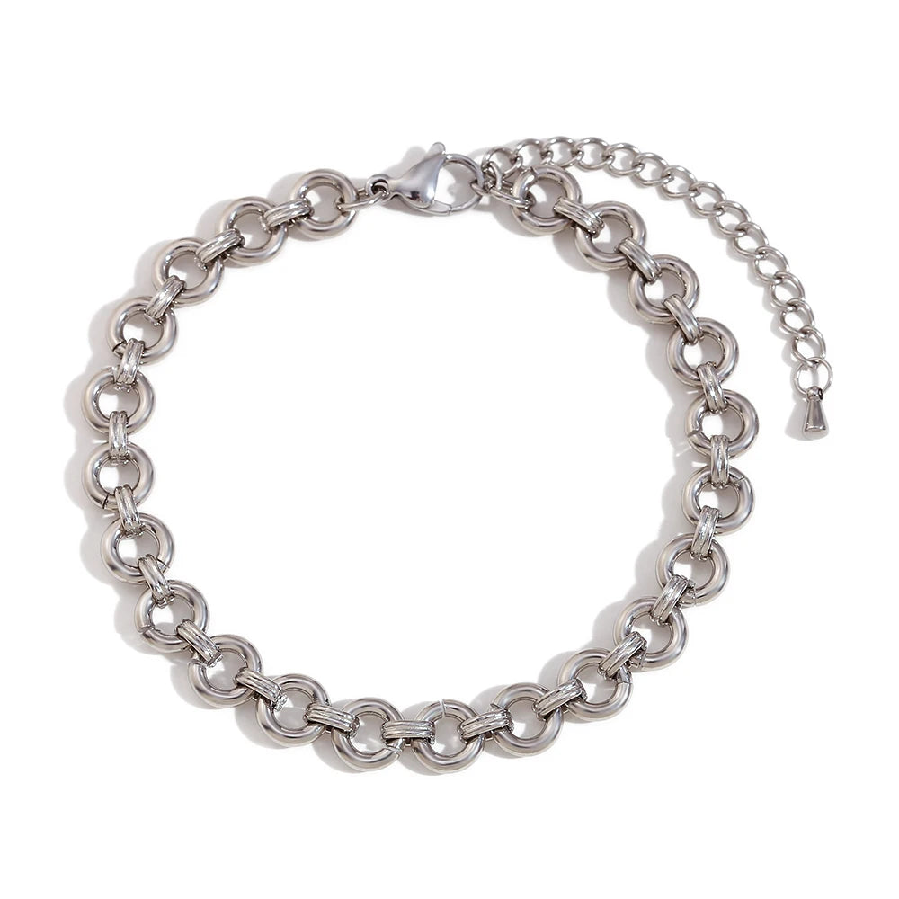 Elegant Silver Geometric Anklet