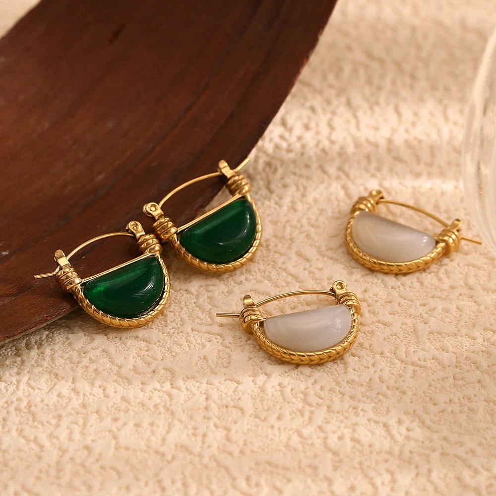 Vintage Green Agate Earrings