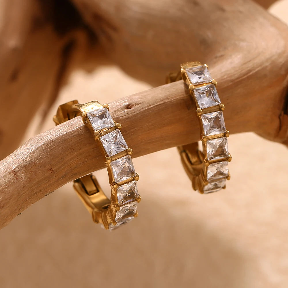 Timeless Square Zircon Hoop Earrings