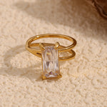 Asymmetric Rhinestone Ring - 18K Gold