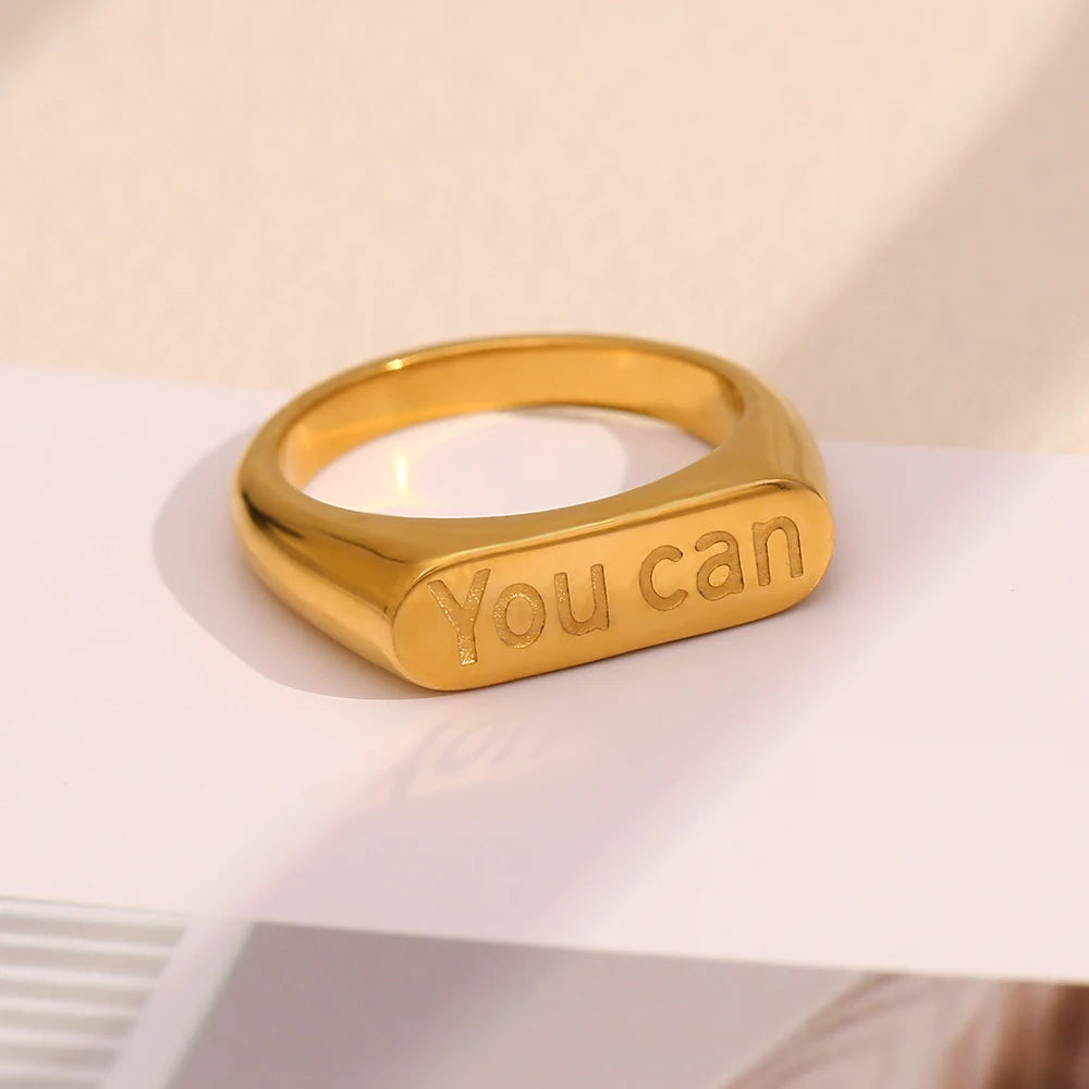 Minimalist 'You Can' Ring