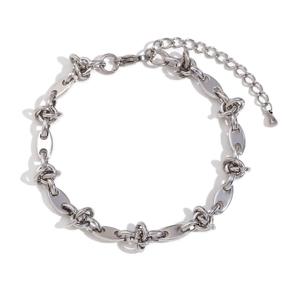 Elegant Silver Geometric Anklet