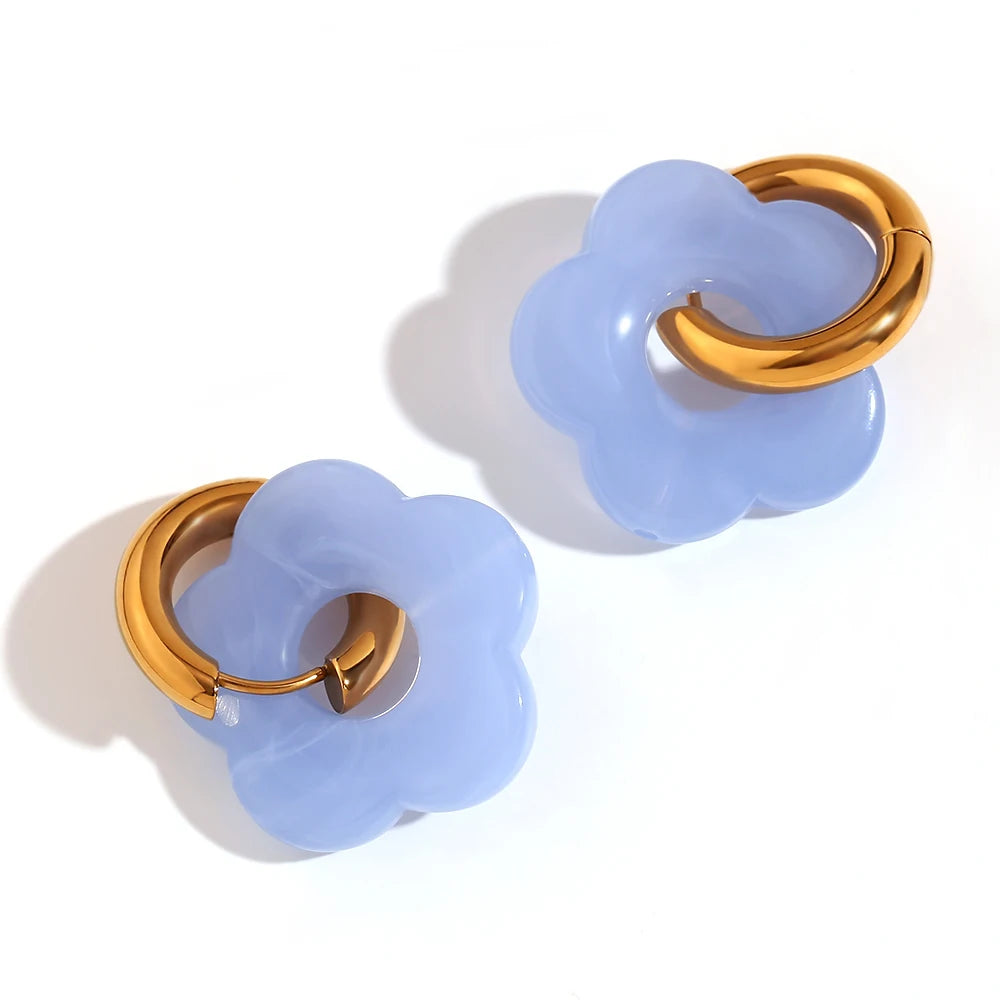 Resin Flower Hoop Earrings