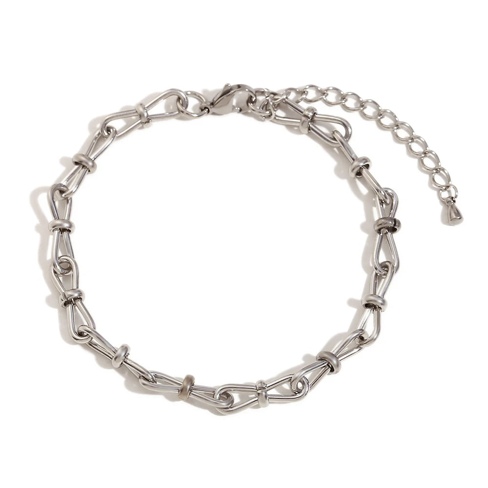 Elegant Silver Geometric Anklet