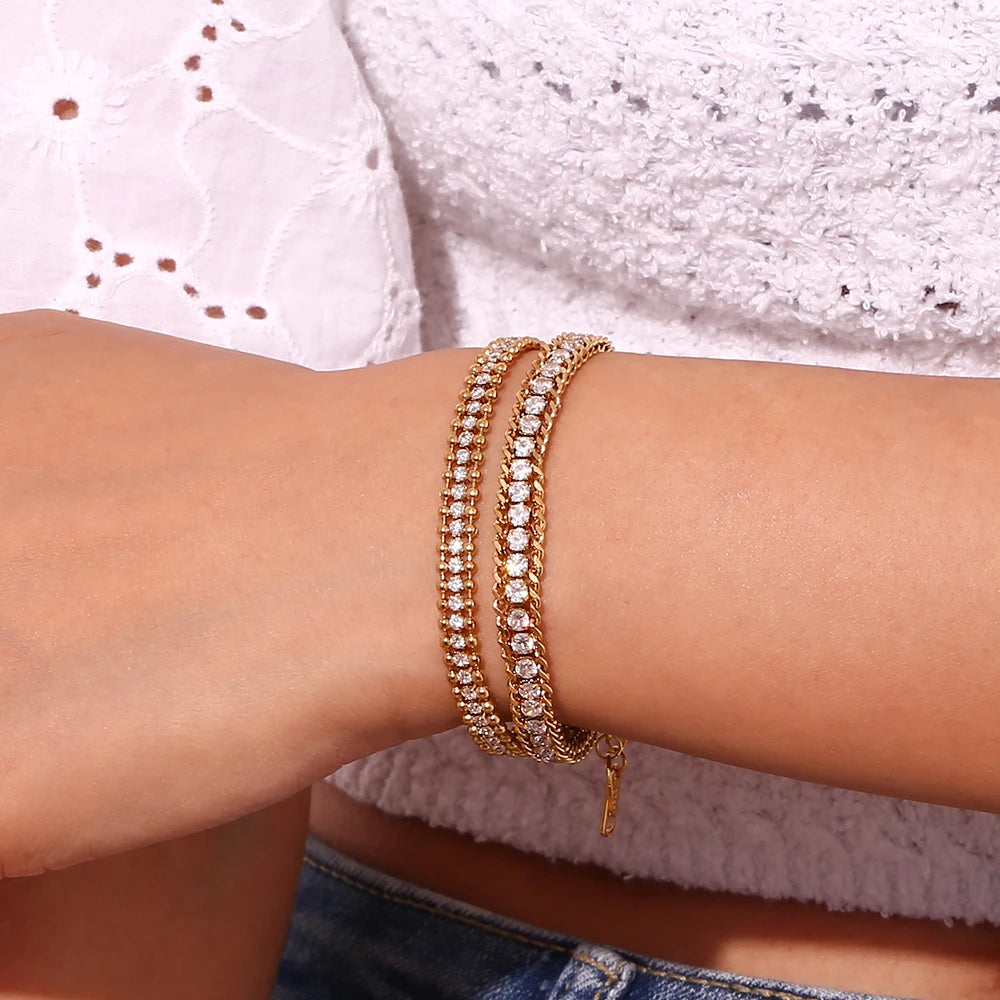 Elegant Triple Layer Zircon Bracelet