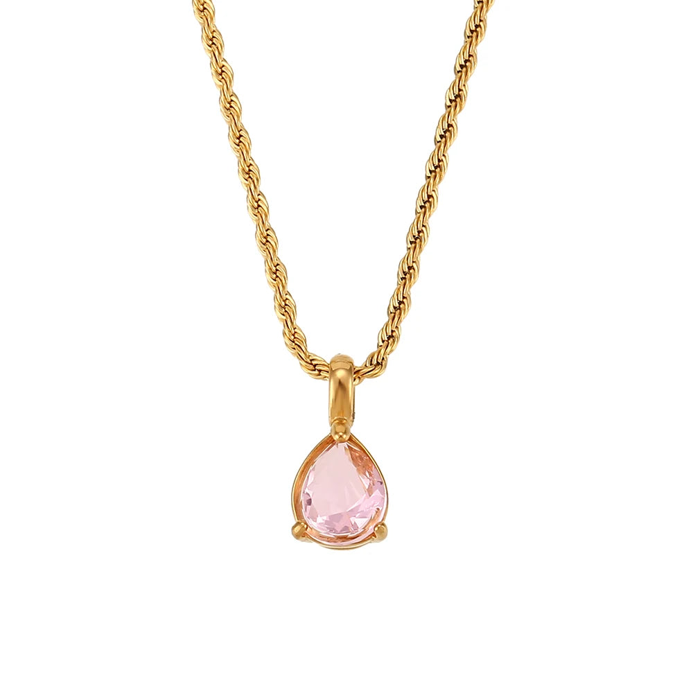 Elegant Birthstone Necklace with Zircon Pendant