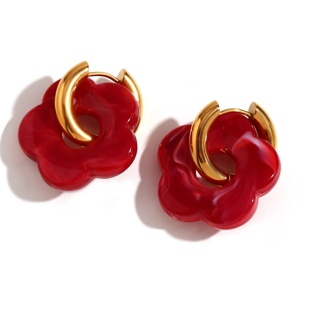 Resin Flower Hoop Earrings