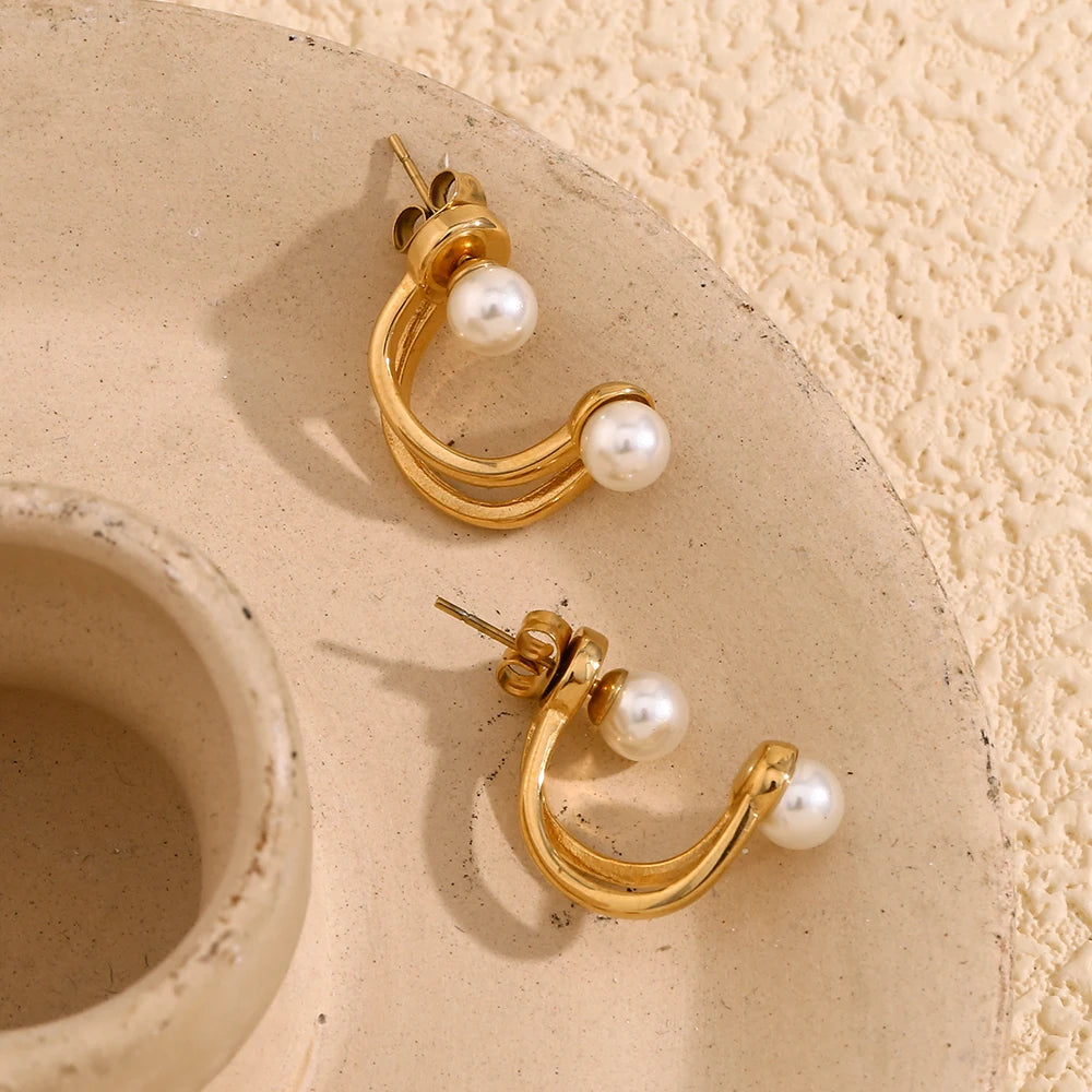 Double Layer Pearl Earrings